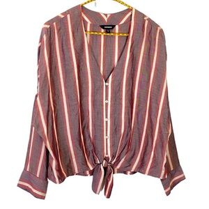 Express Women's Striped Button-Down Blouse S